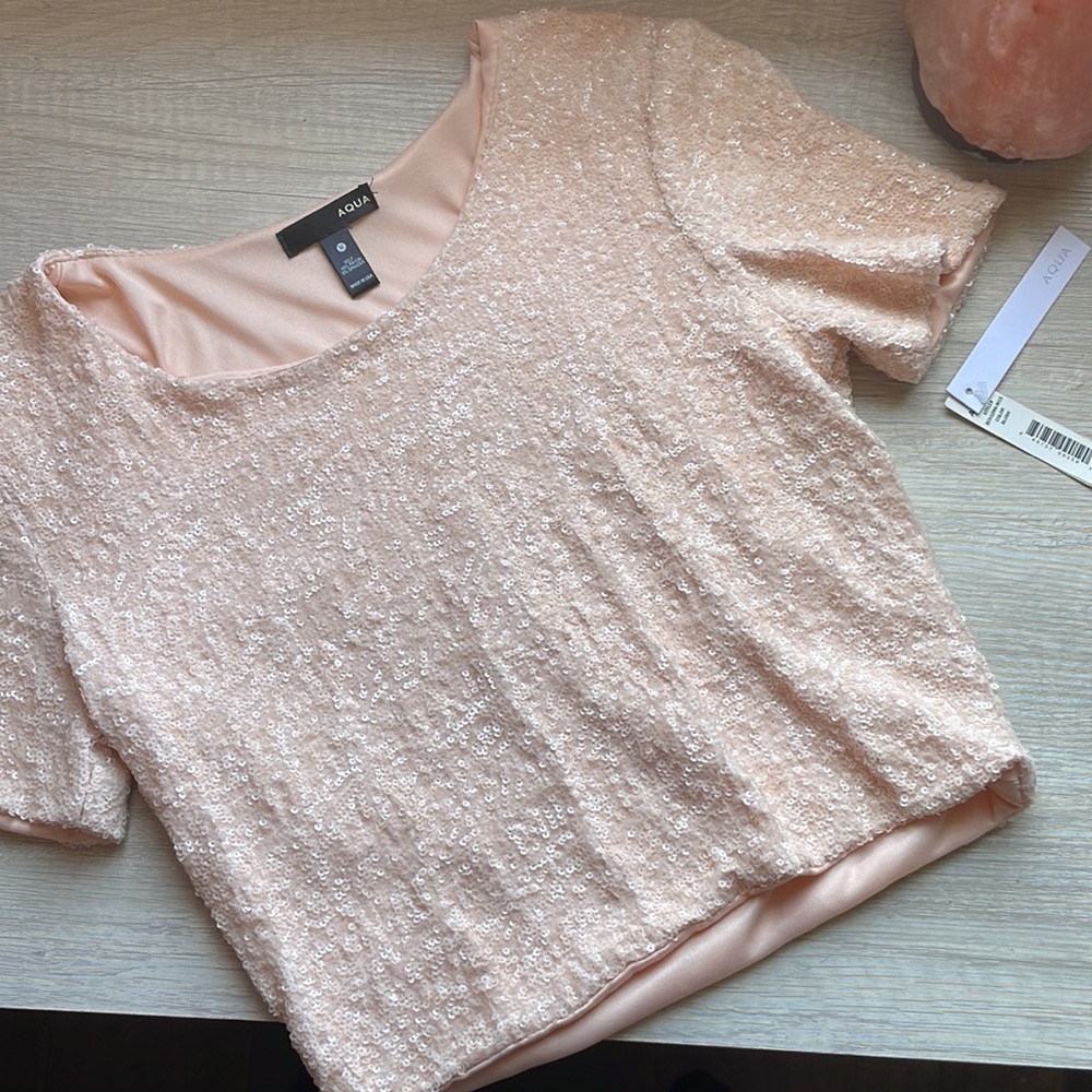 AQUA Sequin Crop NWT